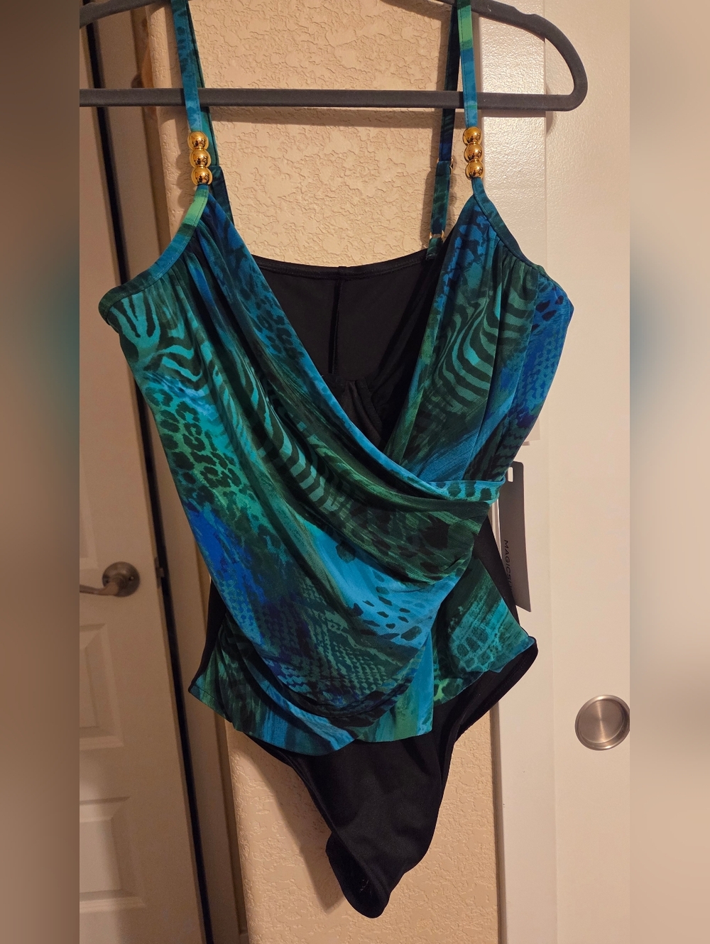 Magic Suit Teal Green Blue Swim One-Piece with Black Lining